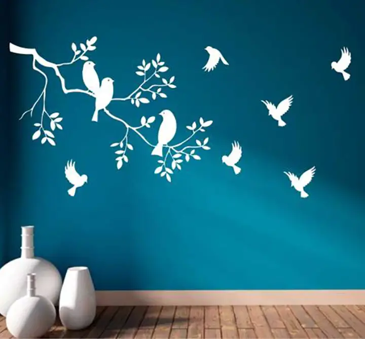 heaven decors bird on tree matte finish wall sticker