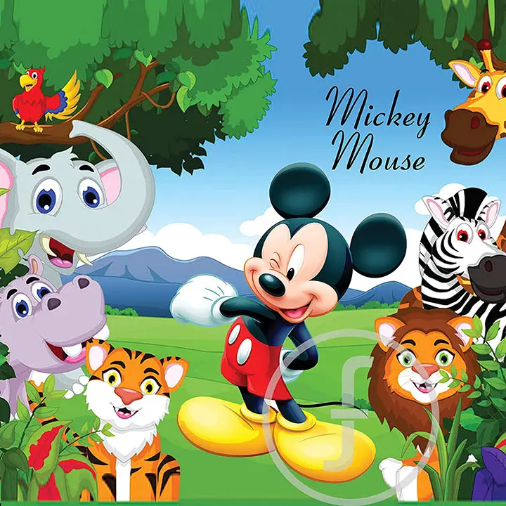 Mickey Mouse with Animals at Jungle Wall Stickers