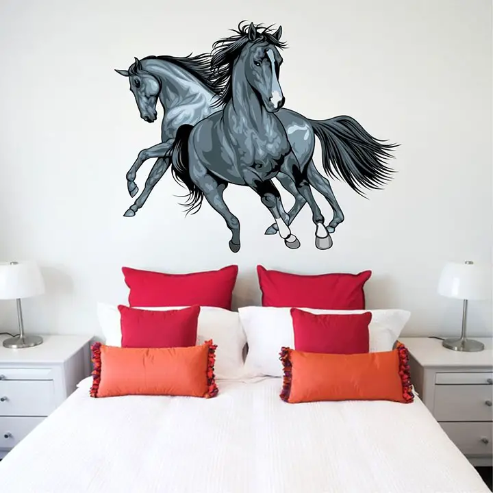 rawpockets duo wild horses running' wall stickers