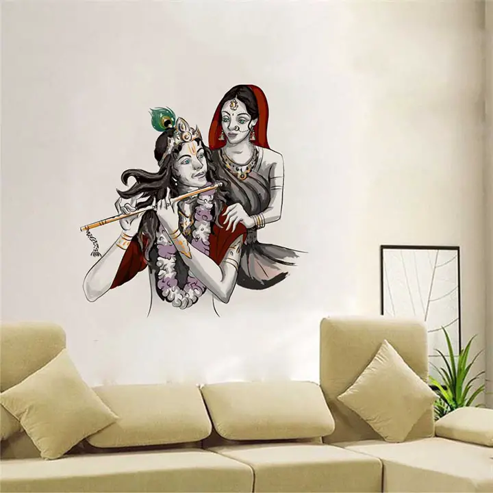 Rawpockets Lord Krishna with Radha' Wall Sticker