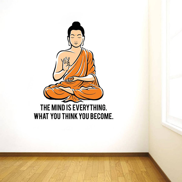 Rawpockets 'Peaceful Buddha and Quote on Mind ' Wall Sticker