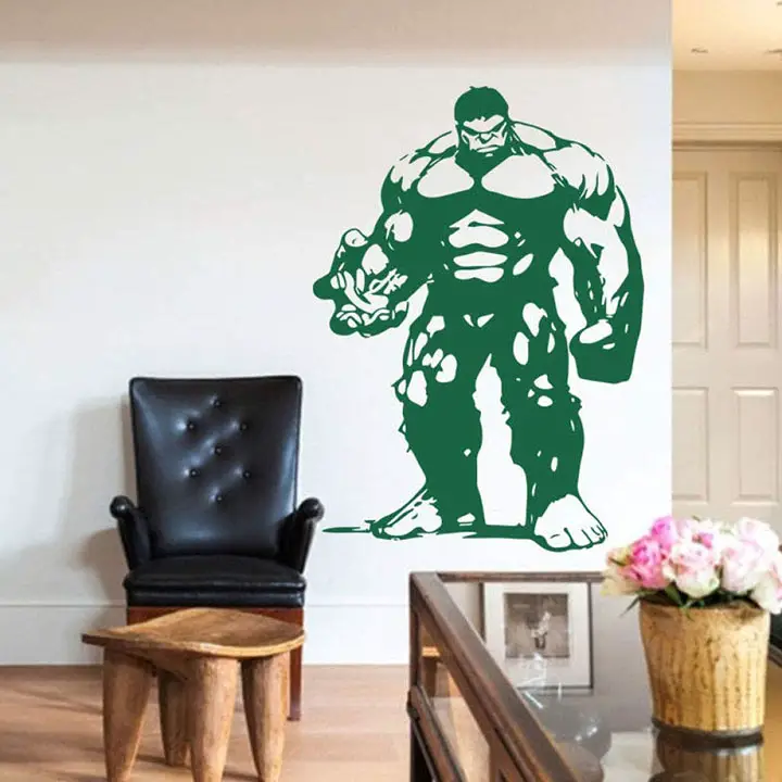 superhero hulk on fire wall stickers
