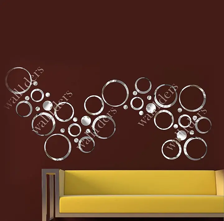 Wall1ders - Rings & Dots Silver (Pack of 40) 3D Acrylic Stickers