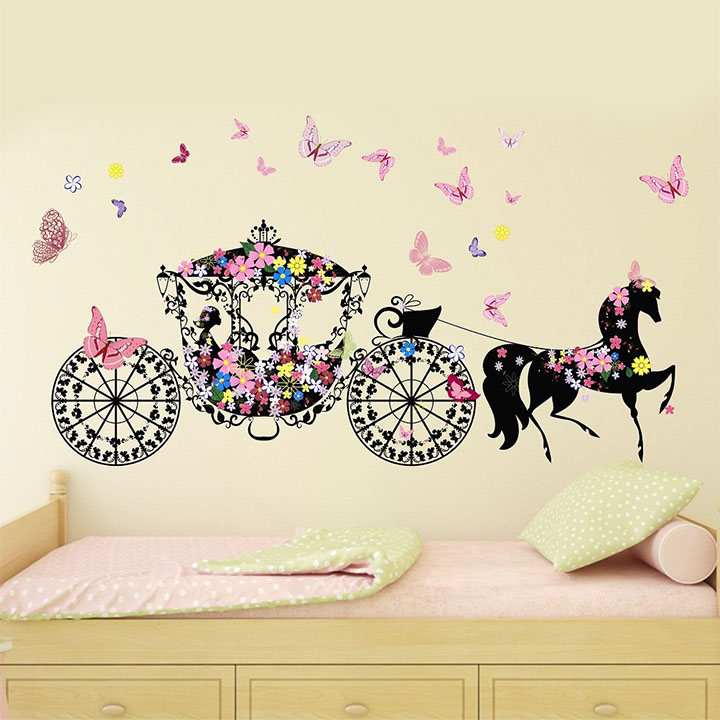 wallstick 'flower girl with horse' wall stickers