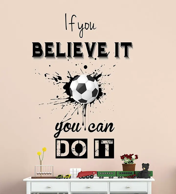 Wallstick 'Football with Inspirational Quotes' Wall Sticker
