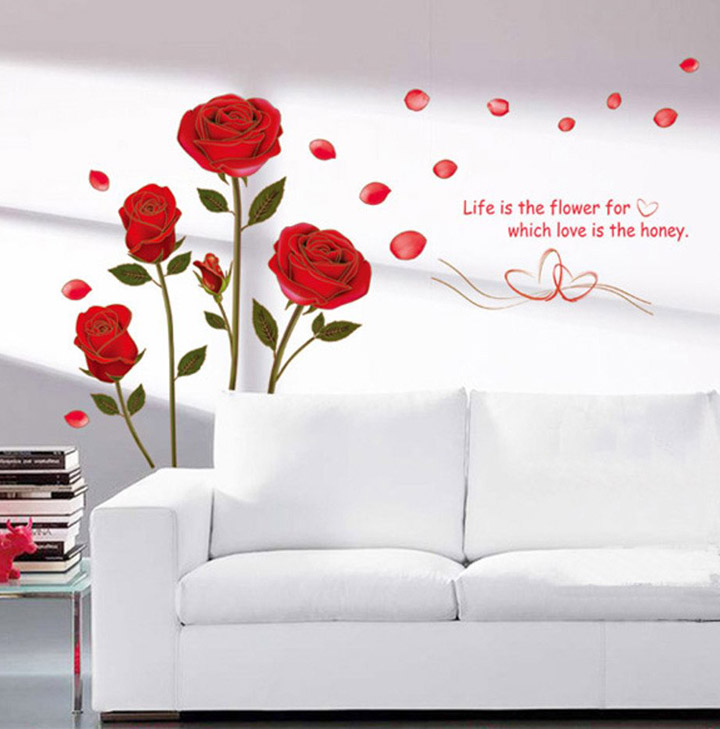 a bunch of romantic rose flowers' wall sticker