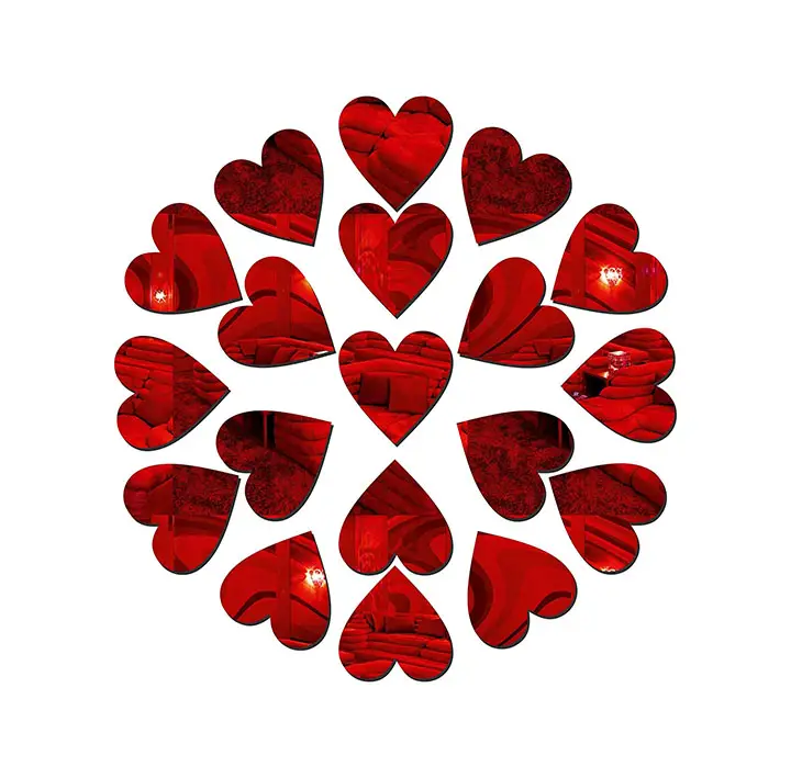 beautiful red hearts 3d mirror wall sticker