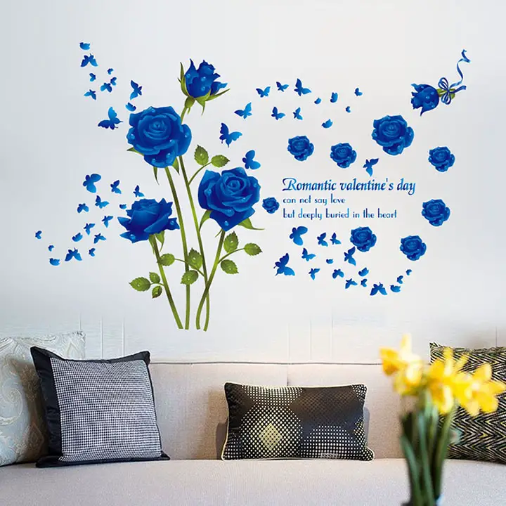 berry blue roses wall sticker