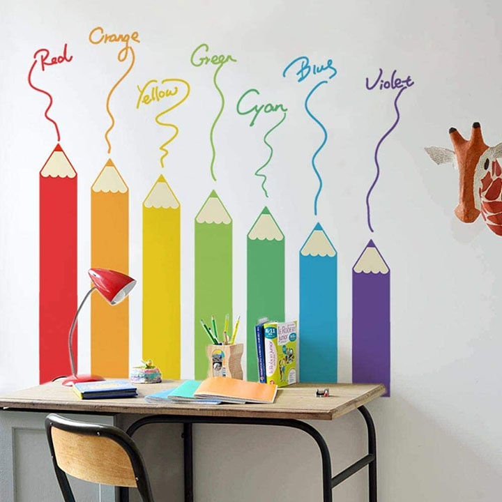 colorful color pencil design wall sticker