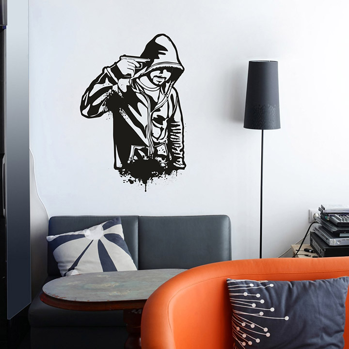 creatick studio Vinyl Polyvinyl chloride Gun Boy Wall Sticker