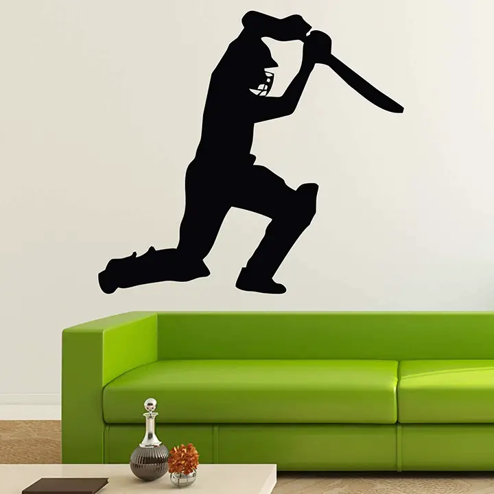 cricket off drive batsman shot wall sticker