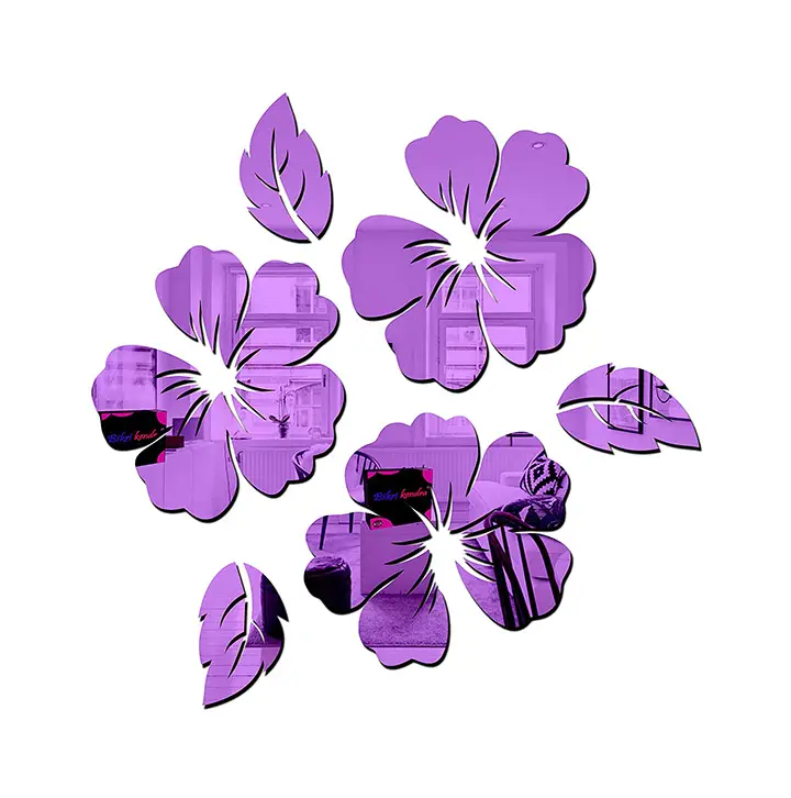 flower and leaf in purple color, wall sticker