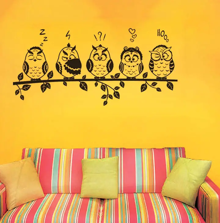 'funny owls emoticons' wall sticker