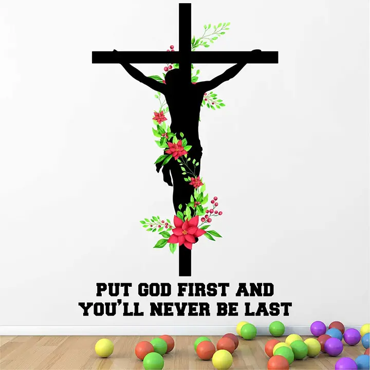 jesus - christ floral cross wall sticker