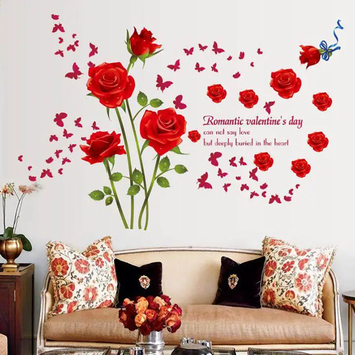 lovely red roses wall sticker