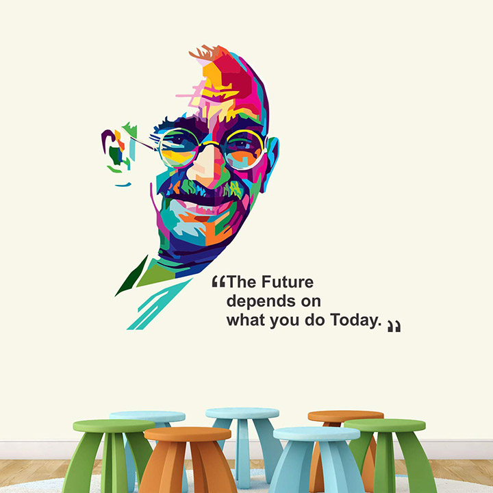 mahatma gandhi - father of nation - bapu wall stickers for school