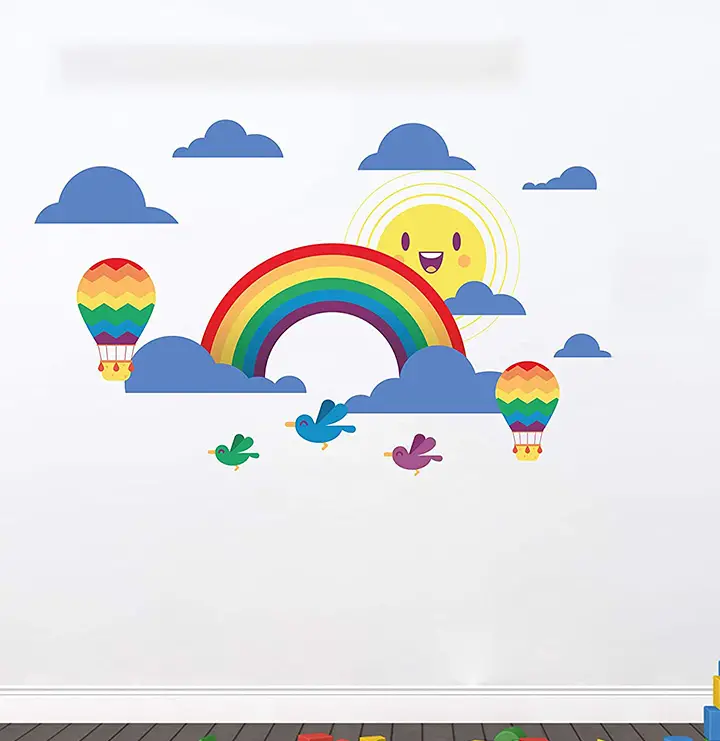 mushroom clouds rainbow wall sticker