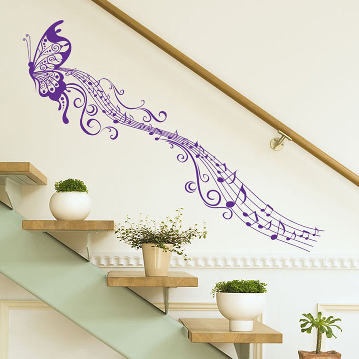 'musical butterfly' wall sticker