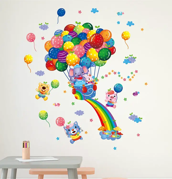 rainbow balloons wall sticker for kids