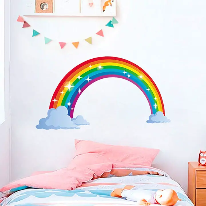 rainbow pattern glitter wall sticker for kids room