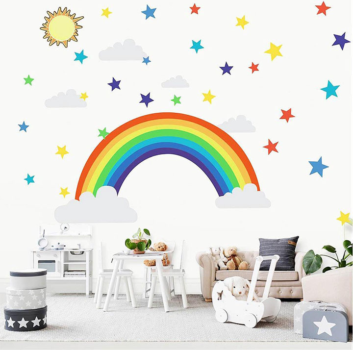 rainbow stars wall sticker for kids rooms