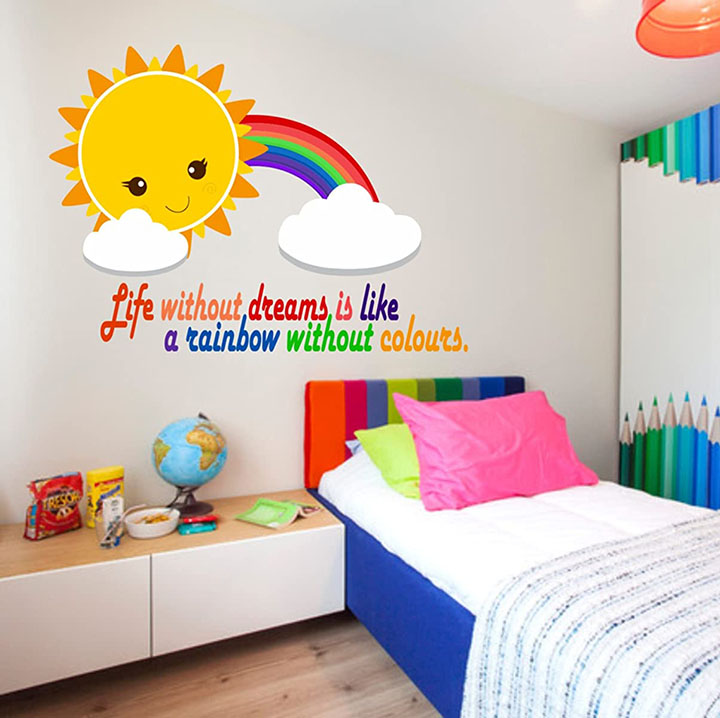 rainbow wall sticker, with a motivational quote