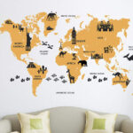 world map wall stickers