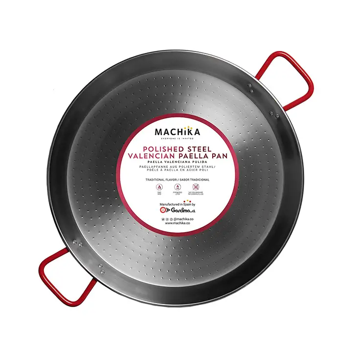machika polished steel paella pan