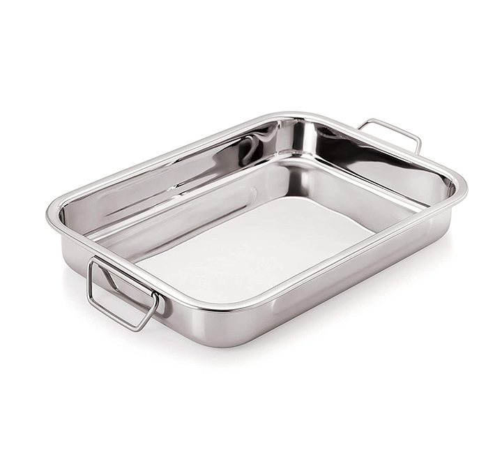 Chef Direct Stainless Steel Roasting Pan with Folding Handles
