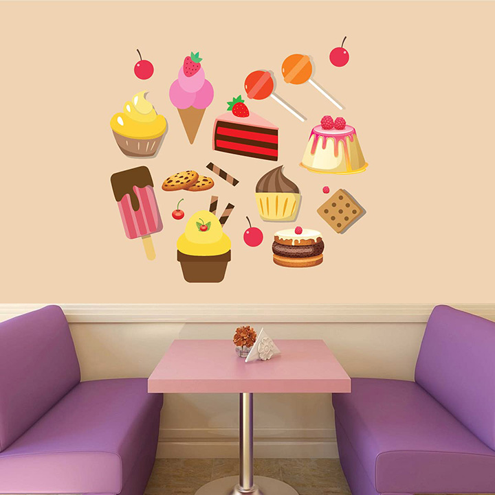 cup cakes ice cream wall stickers